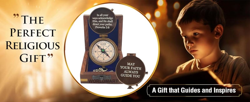 World Mart Baptism Gifts for Boys - Engraved Working Handmade Compass with Scripture - Religious, Christian, Catholic, Christening, First Communion, Confirmation Gifts for Teenage Boys and Men - Image 5